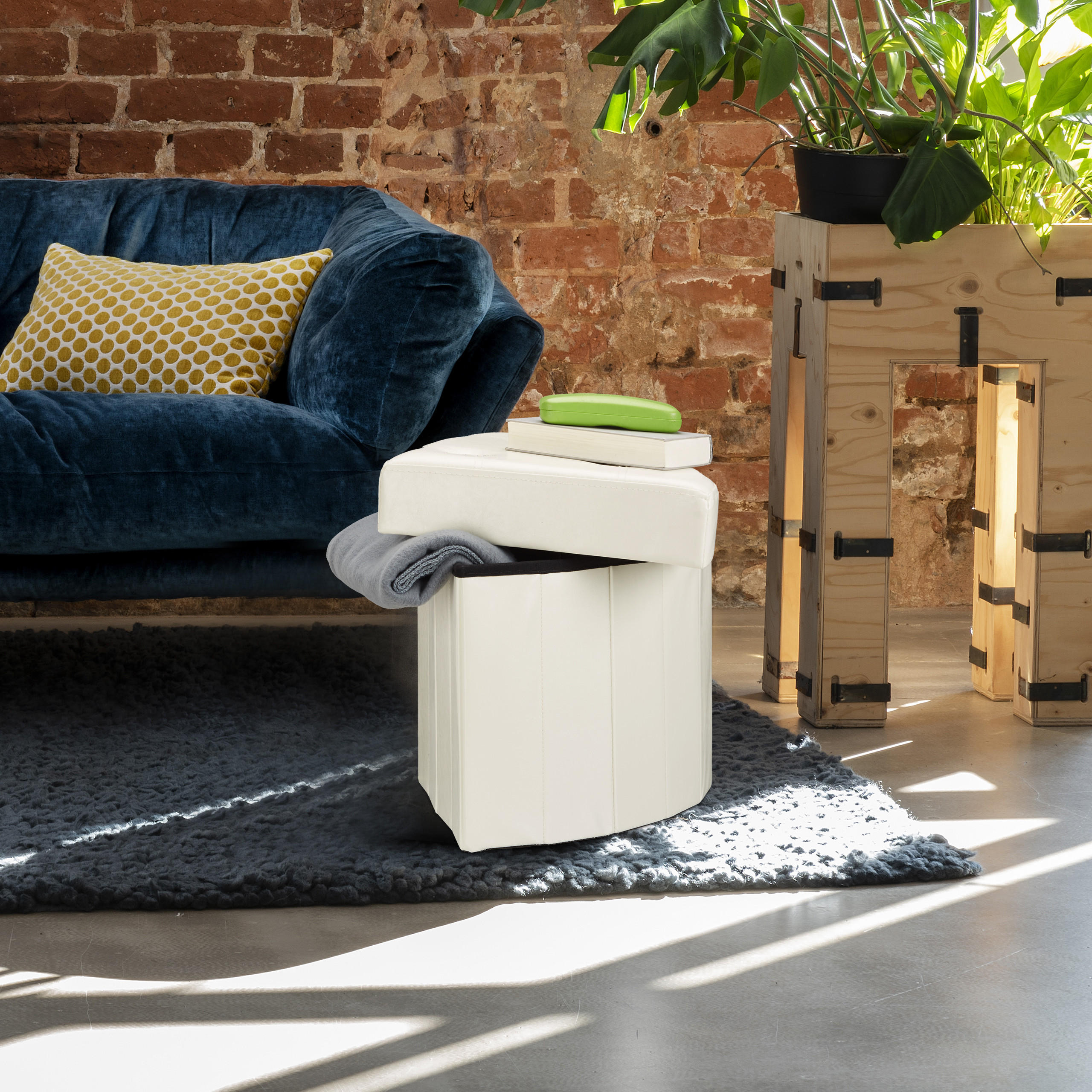 HOCKER - Weiß, Holzwerkstoff/Kunststoff (38/38/38cm) - Relaxdays