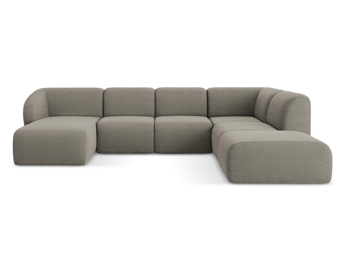 WOHNLANDSCHAFT Bouclé Stoff Grau - Schwarz/Grau, Holzwerkstoff/Kunststoff (325/75/236cm) - Makamii