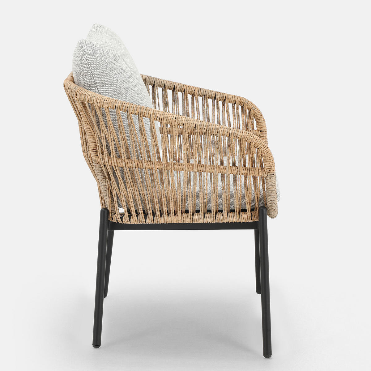 GARTENSTUHL - 2er-Set - Aluminium / Webstoff - Beige / Grau - Schwarz/Braun, Kunststoff/Textil (63/81/61cm) - home24