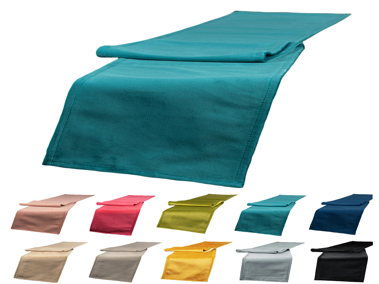 TISCHLÄUFER Samt&Sonders petrol 140/40 cm - Petrol, Textil (40/140cm) - beties Heimtextil
