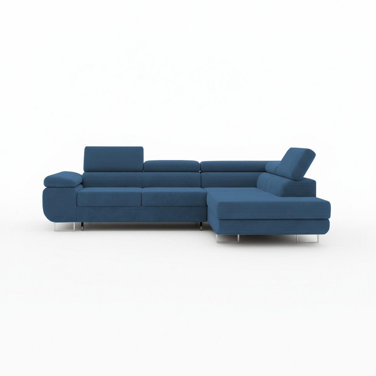 ECKSOFA ASTORP, Sofa aus Cord Blau - Poso 05 - Blau/Silberfarben, Textil/Metall (277/203cm) - Moderno Meble