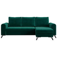 ECKSOFA Axel Velvet Dunkelgrün - Dunkelgrün/Schwarz, Textil/Metall (242/140cm) - MKS