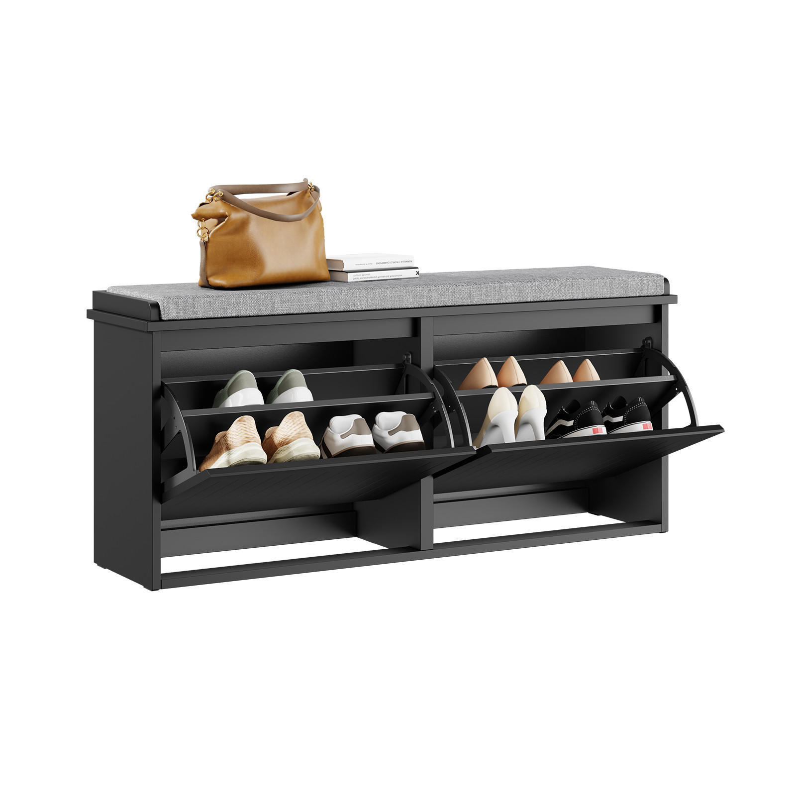 SCHUHBANK Schwarz - Schwarz, Holzwerkstoff (100/46/26cm) - SoBuy