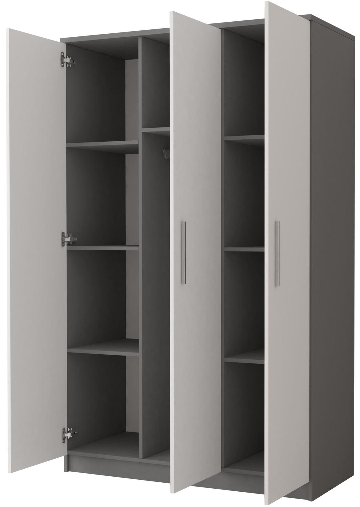 DREHTÜRENSCHRANK - MARSALA 3D Grau + Weiß - Weiß/Grau, Holzwerkstoff/Metall (120/193/50cm) - Möblo