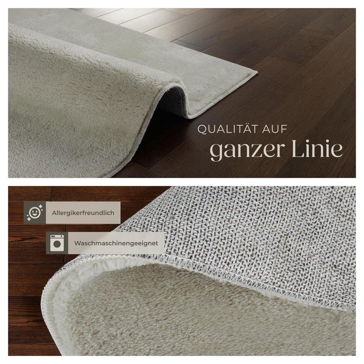 KURZFLORTEPPICH Soft Zone, rutschfeste Unterseite, Sand - Sandfarben, Textil (230/160cm) - tectake