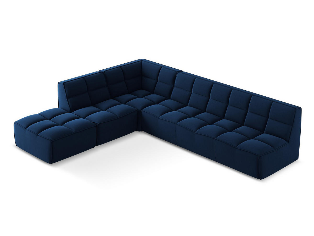ECKSOFA Beidseitig Samt Stoff Blau - Blau/Schwarz, Kunststoff/Textil (308/258cm) - Makamii