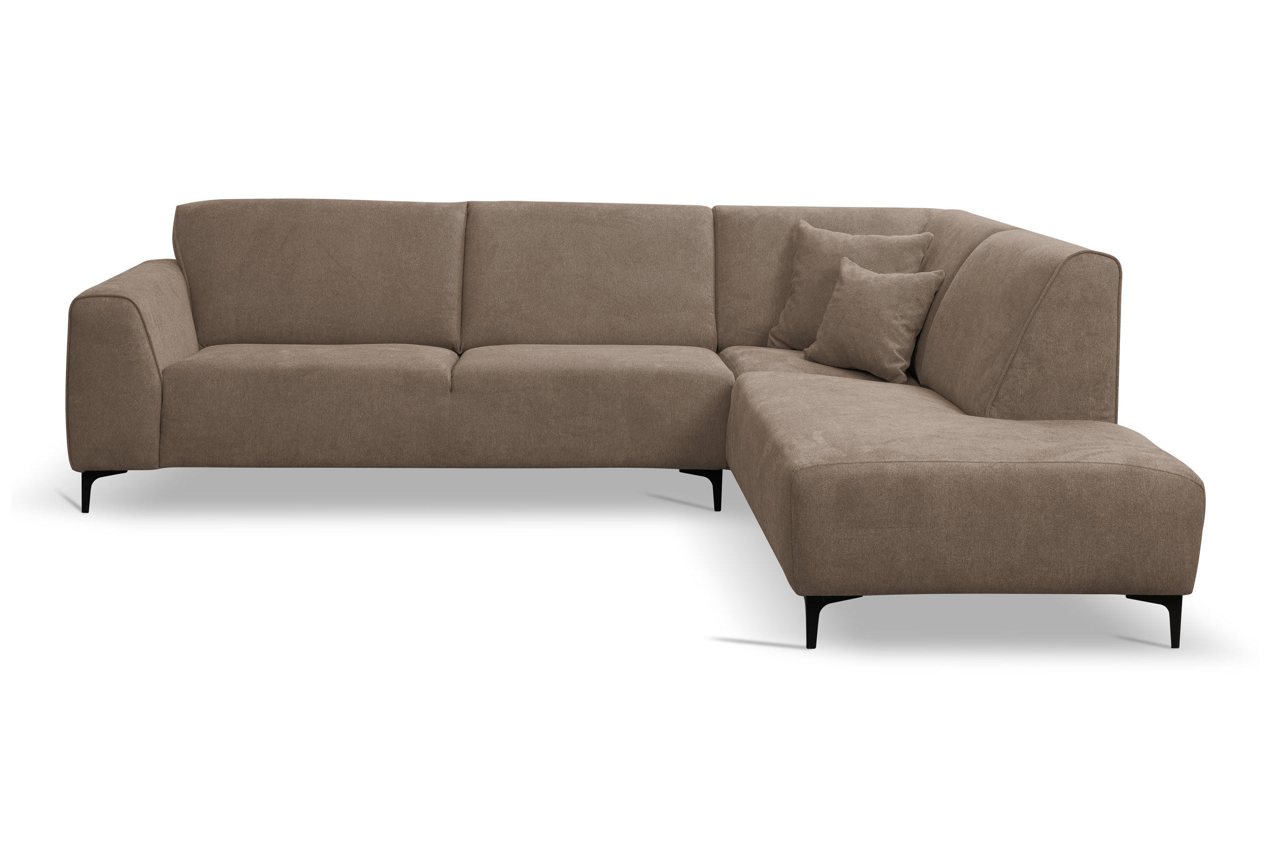 ECKSOFA Mula in L-Form, Coach Farbe: Braun, Velourstoff, Ottomane Rechts - Braun, Textil (274/210cm) - VENASI MÖBEL