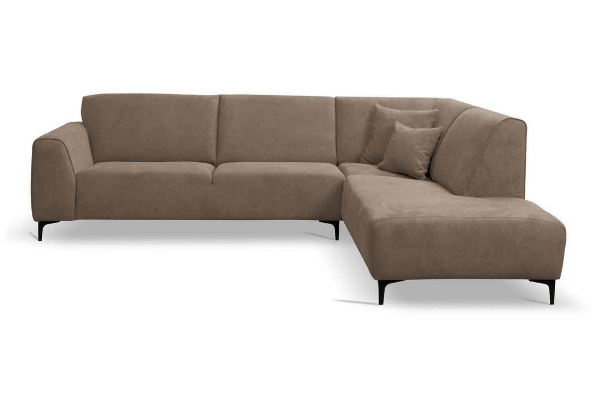 ECKSOFA Mula in L-Form, Coach Farbe: Braun, Velourstoff, Ottomane Rechts - Braun, Textil (274/210cm) - VENASI MÖBEL
