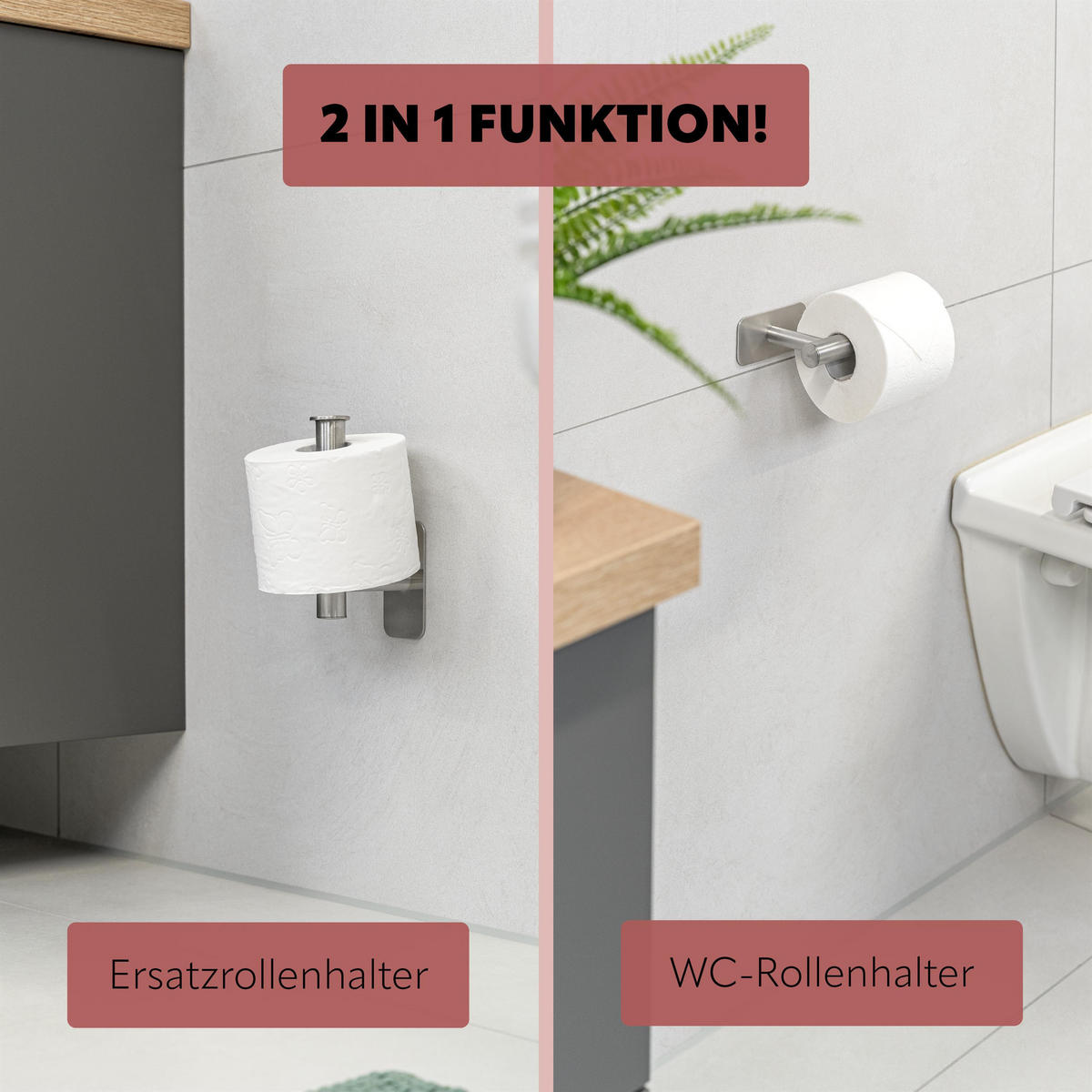 TOILETTENPAPIERHALTER PIAZZA TAPE, Edelstahl, matt - Edelstahlfarben, Metall (16.8/4.5/8.5cm) - bremermann