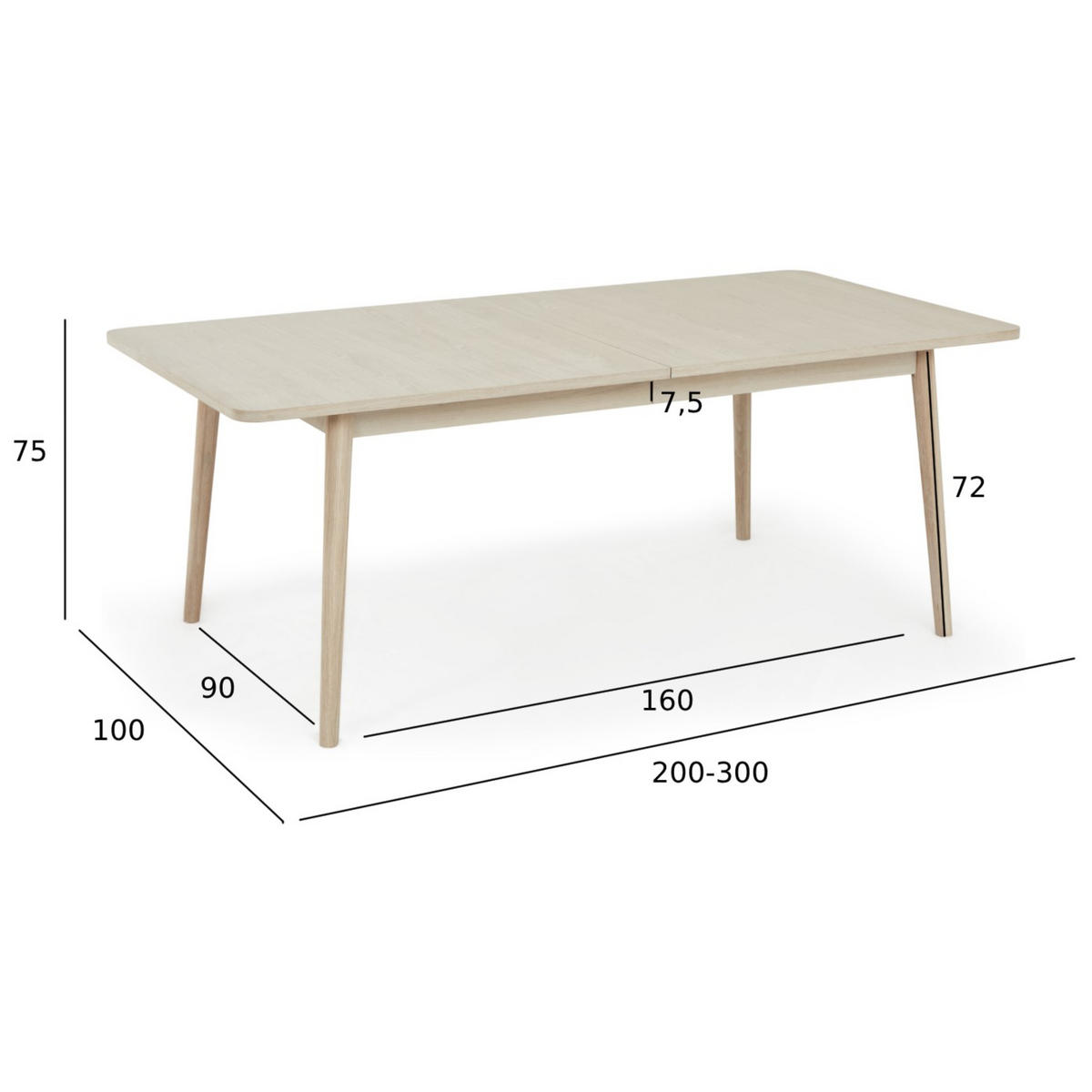 ESSTISCH 100/200/75 Eiche massiv rechteckig - Eichefarben, Holz (100/200/75cm) - Furnhouse