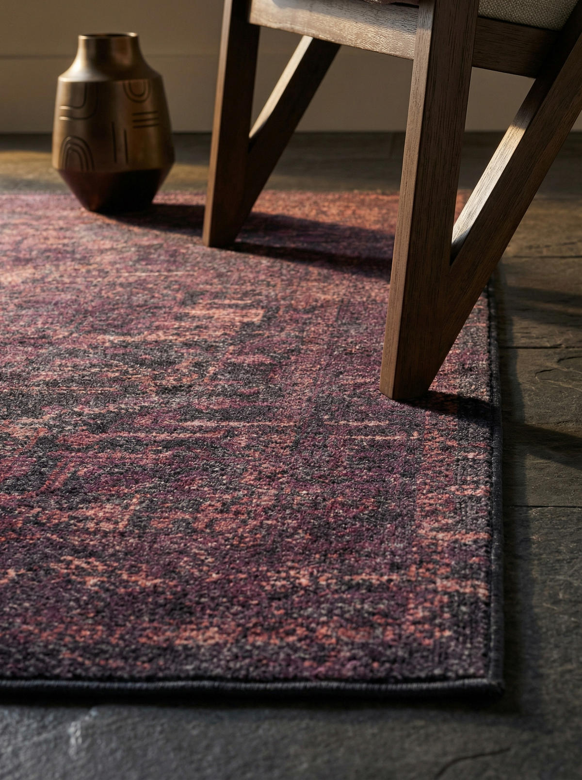 TEPPICH Waschbar Flachgewebe Vintage Look Polyester Wohnzimmer Rot Rechteckig 200x290 - Rot, Textil (200/290cm) - KADIMA DESIGN