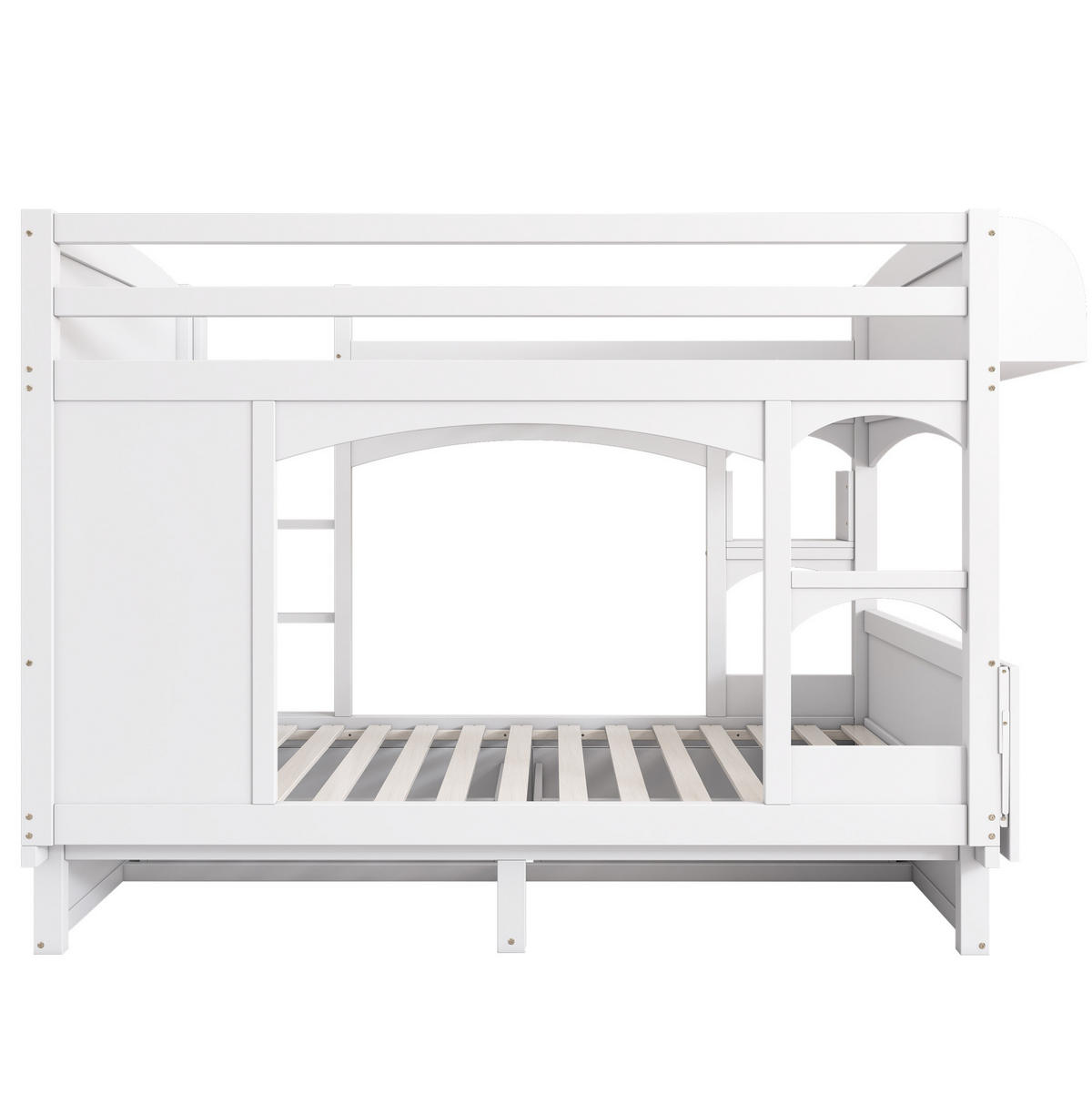 ETAGENBETT 90/200 & 140/200 cm aus Kiefer massiv mit Rutsche, Treppe und Stauraum Weiß/Natur - Weiß, Holz (140/200cm) - Modenvie