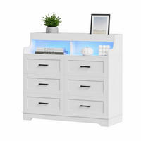 KOMODA 110 cm biela so 6 zásuvkami, RGB LED, zásuvkami a USB - biela, drevo (110/99/40cm)