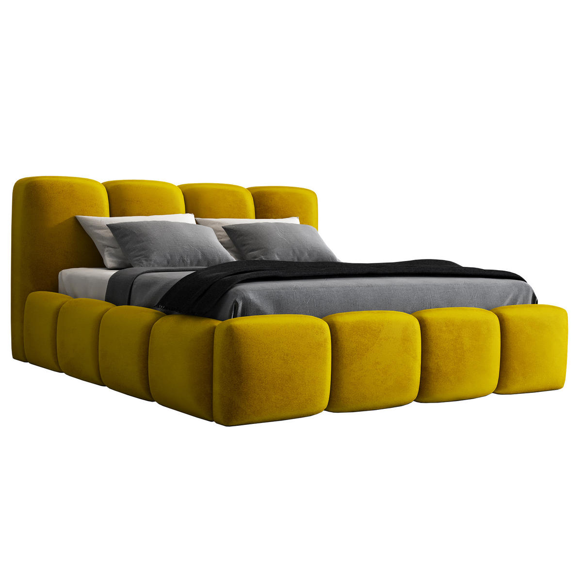 POLSTERBETT DONA-OM 140 x 200 in Gold - Goldfarben, Textil (140/200cm) - A&J MöbelLand