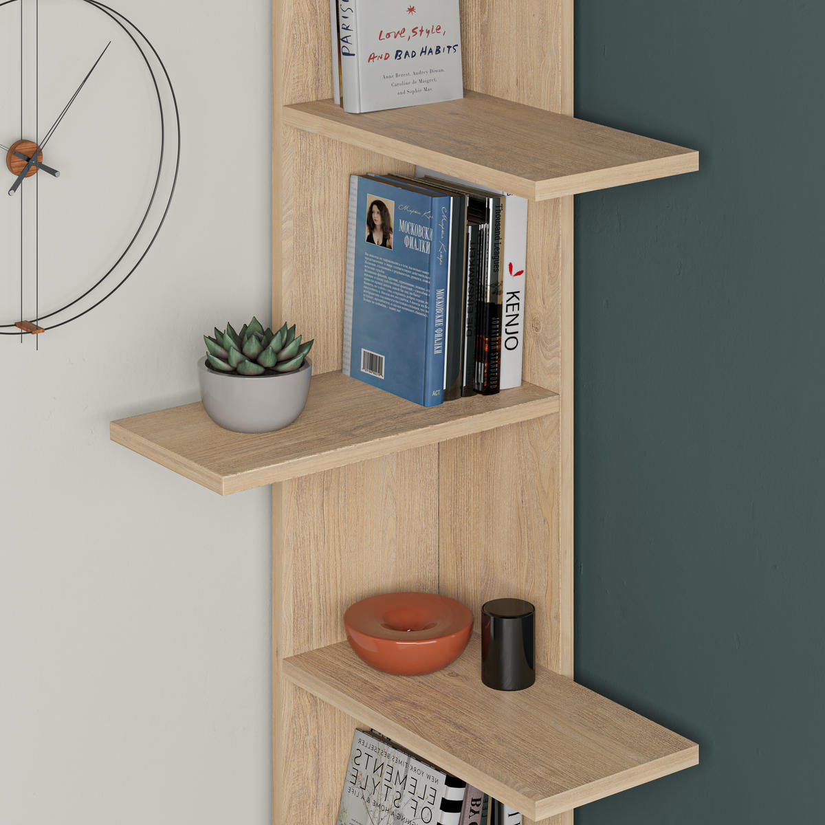 ECK BÜCHERREGAL Saso Eiche 37/141/24 cm - Naturfarben, Holzwerkstoff (37/141/24cm) - Decortie