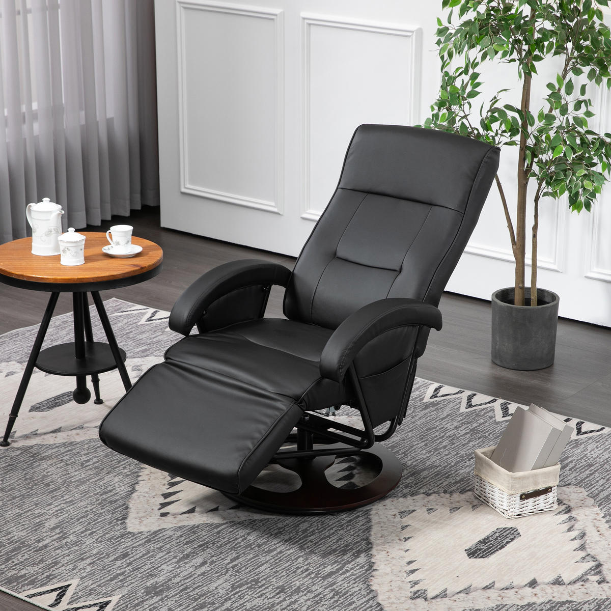 RELAXSESSEL mit Liegefunktion 86 x 66 x 107 cm Schwarz - Schwarz, Kunststoff (66/107/86cm) - HOMCOM