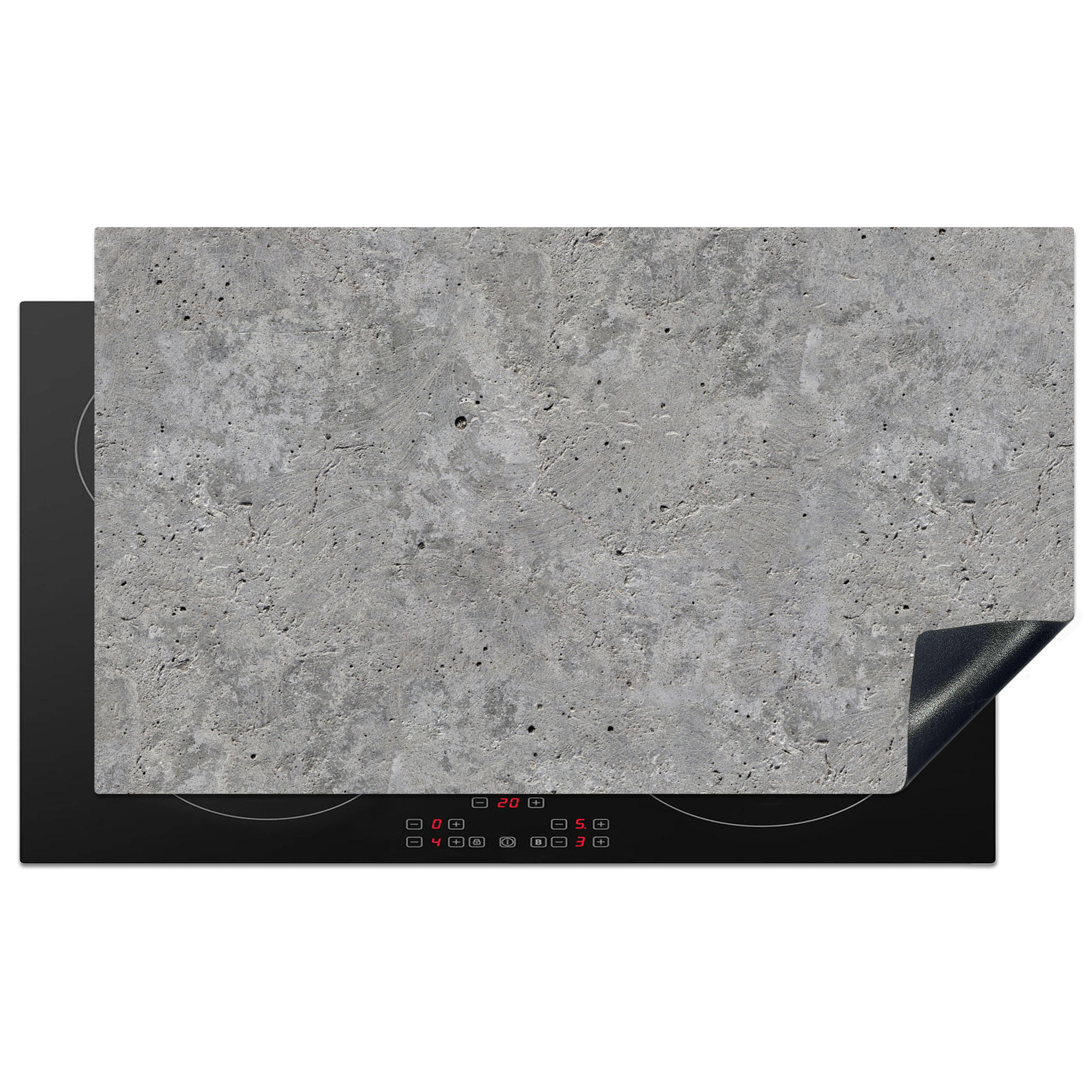 ZAŠČITA ZA INDUKCIJSKO PLOŠČO Beton 91.2x52 cm cm - svetlo siva, umetna masa (91.2/52/0.2cm) - MuchoWow