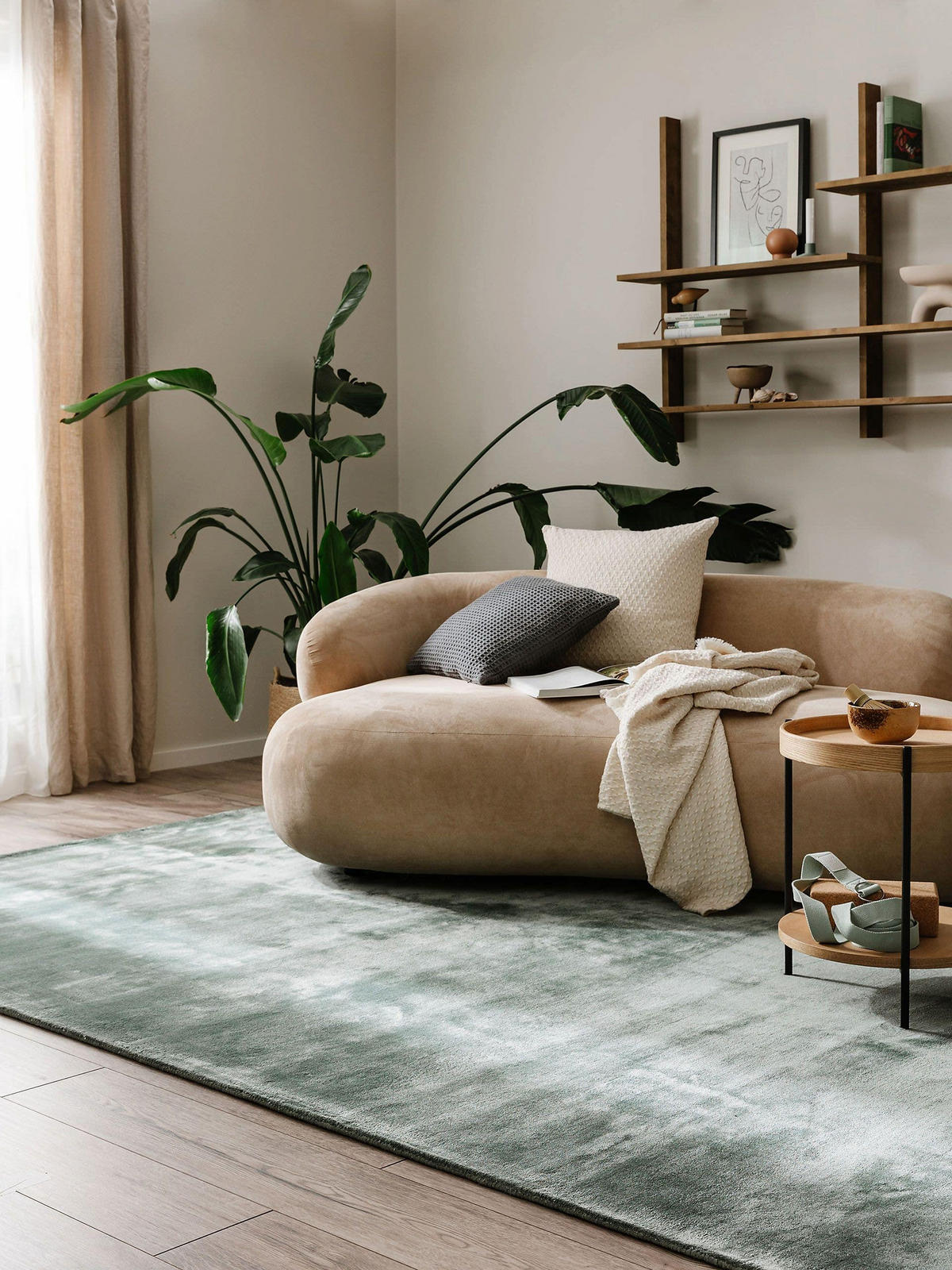 VISKOSETEPPICH Nela Hellgrün 120x170 cm - Hellgrün, Textil (120/170cm) - benuta Pure