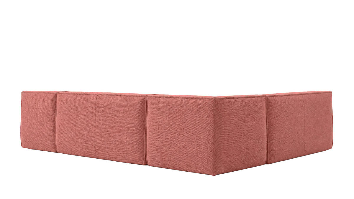 ROHOVÁ SEDAČKA modulární ve tvaru L, plyšová tkanina Pop, Růžová, Levá strana, LAZY L - růžová, dřevo (333/253cm) - Kaiser Möbel