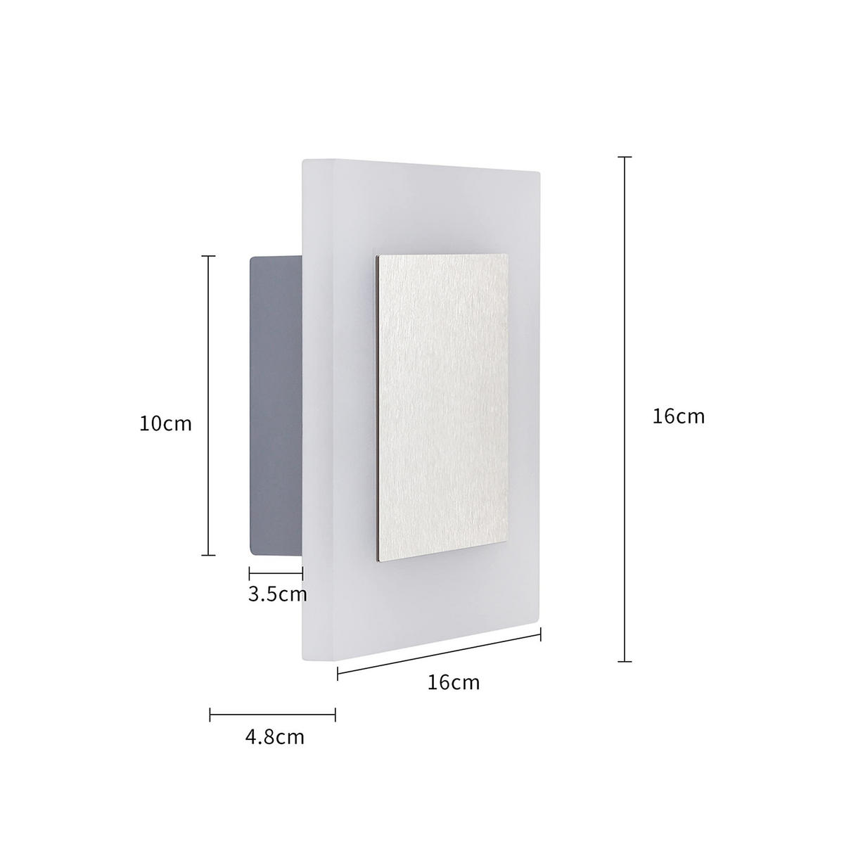 LED-WANDLEUCHTE Shimmerlite 16/16/4.8 cm - Schwarz, Metall (16/4.8/16cm) - ZMH