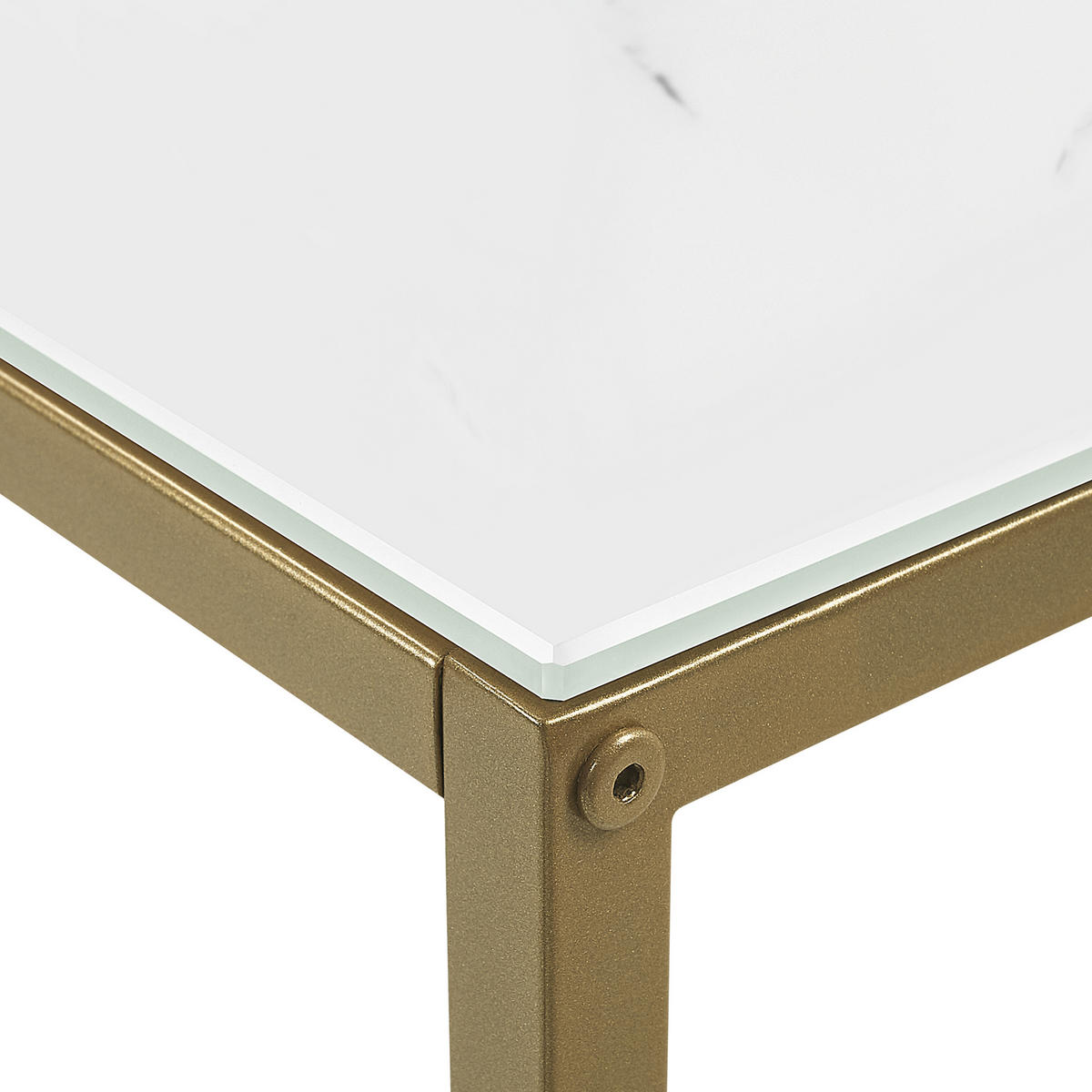 KONSOLENTISCH Marmor Optik weiß/gold Delano - Goldfarben/Weiß, Glas (30/80/76cm) - Beliani