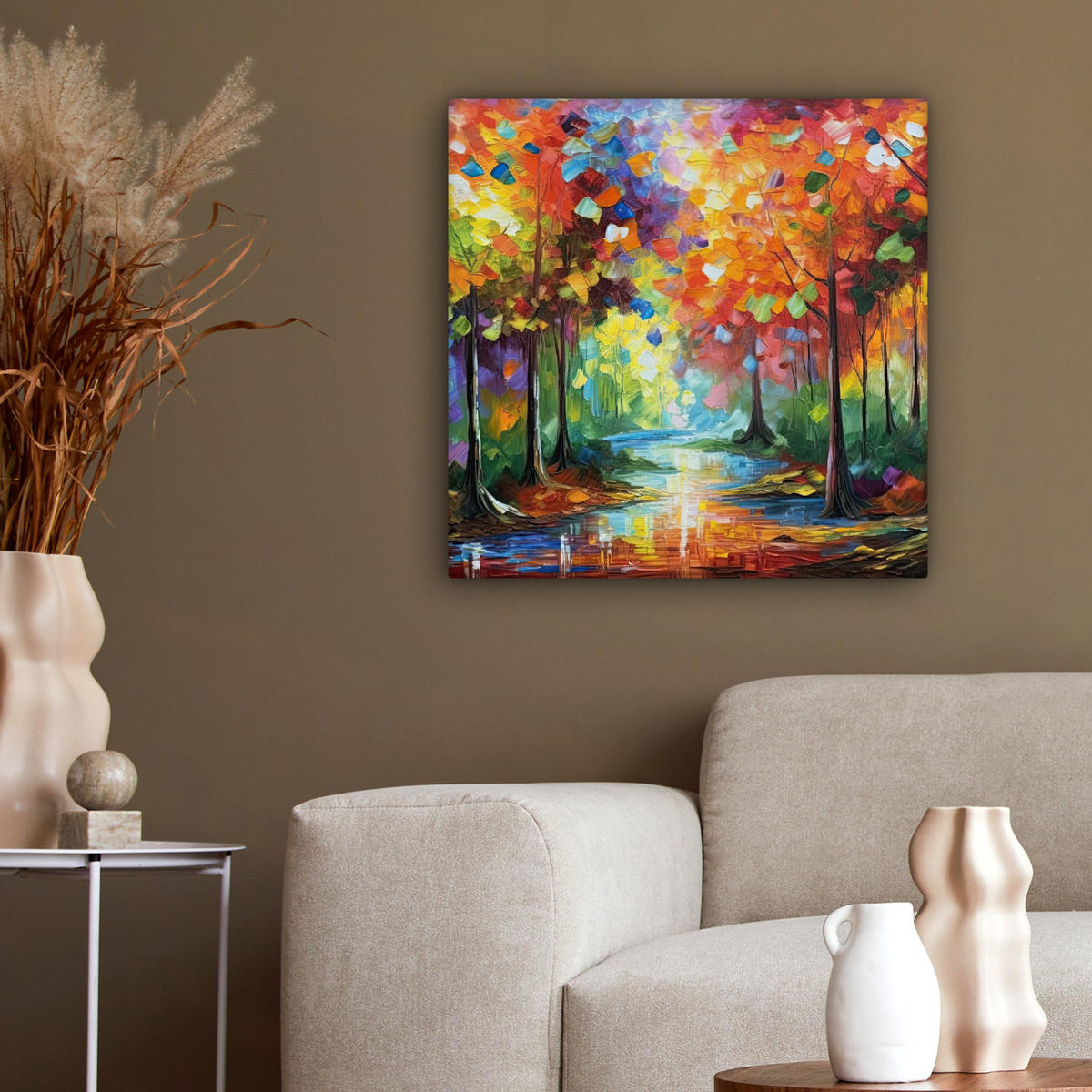 LEINWANDBILD Landschaft - Wald - Farben - Natur 50x50 cm - Multicolor, Textil (50/50cm) - MuchoWow