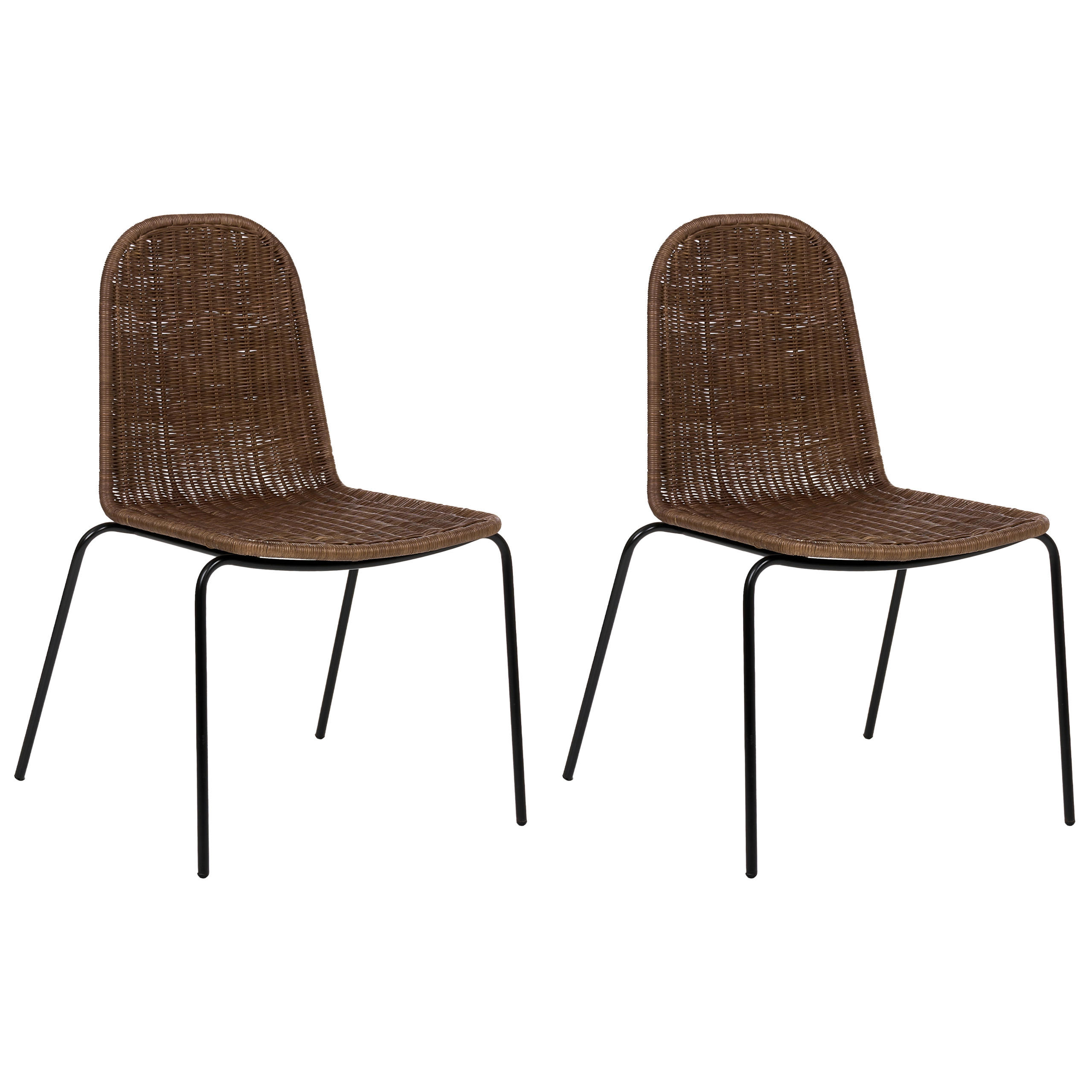 ESSZIMMERSTUHL 2er-Set Rattan Dunkelbraun Roxton - Dunkelbraun, Naturmaterialien (56/85/54cm) - Beliani