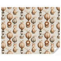KINDERTAPETE - Safari - Heißluftballons - Taupe - 260x220 cm - Beige, Papier (260/220cm) - OnlyWow