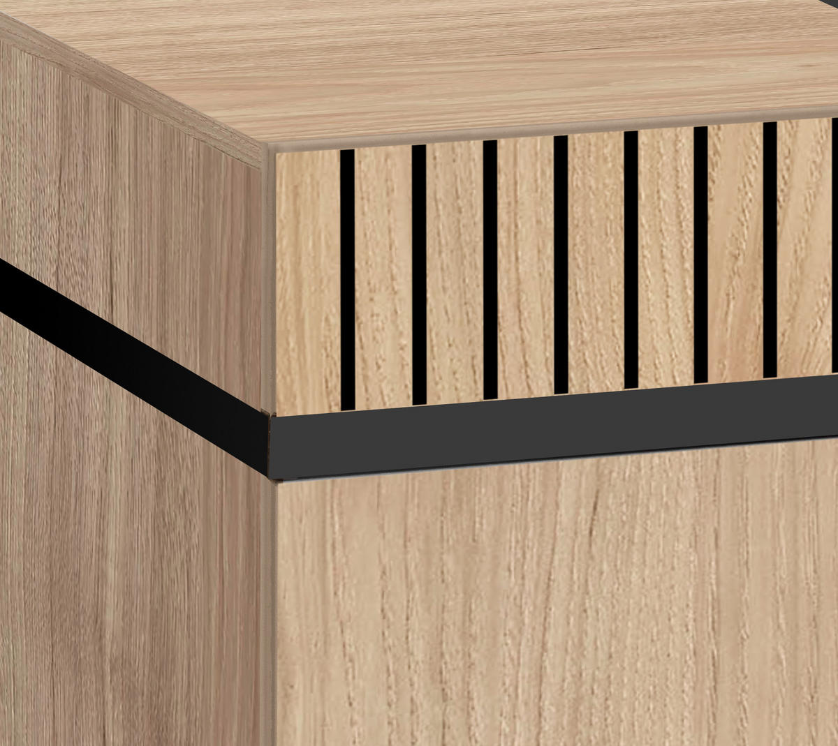 TV-LOWBOARD Eiche Hickory, schwarz 150 cm, TV Unterteil mit Ethanol Kamin - Eichefarben/Schwarz, Holzwerkstoff/Kunststoff (150/40/50cm) - Inn.Furn