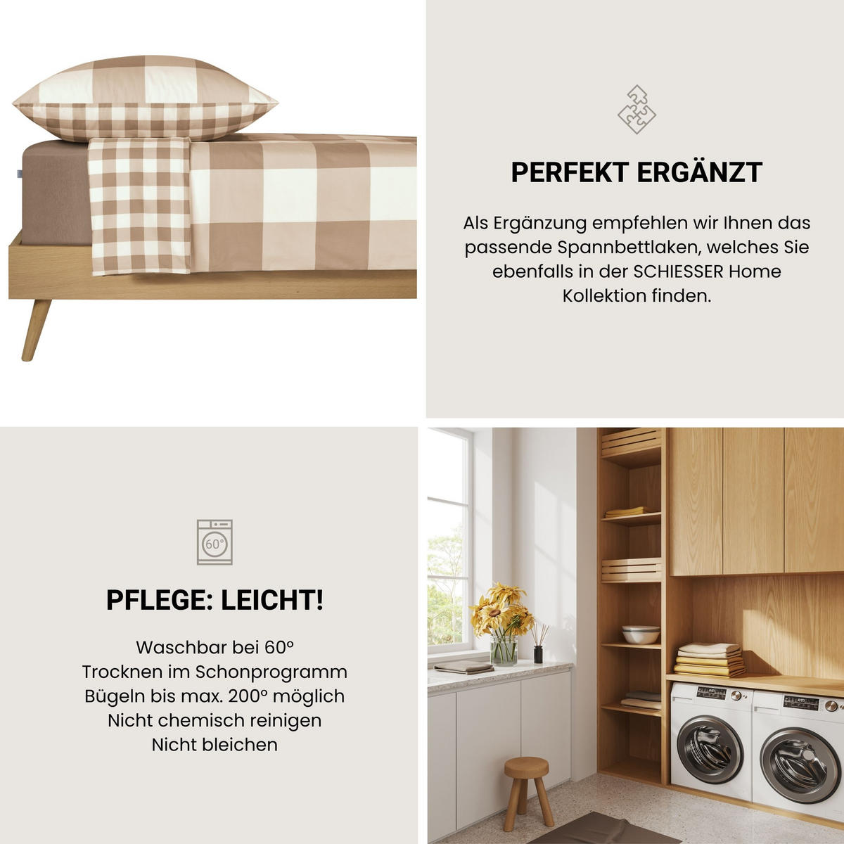 BETTWÄSCHESET Melvin - Renforcé - 2-teilig - 135 x 200 cm - Sand - Sandfarben, Textil (135/200cm) - SCHIESSER
