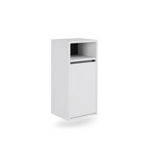 BADSCHRANK Viola Weiß/Grau 38 x 80 cm mit Wäschkorb - Weiß/Grau, Holzwerkstoff (38/80/33cm) - Vicco