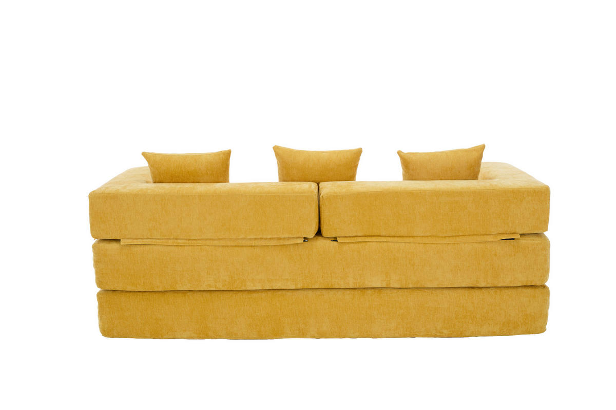 SCHLAFSOFA DE-33690 mit Seitentaschen Senfgelb - Gelb, Textil (198/60/79cm) - ComfortXL
