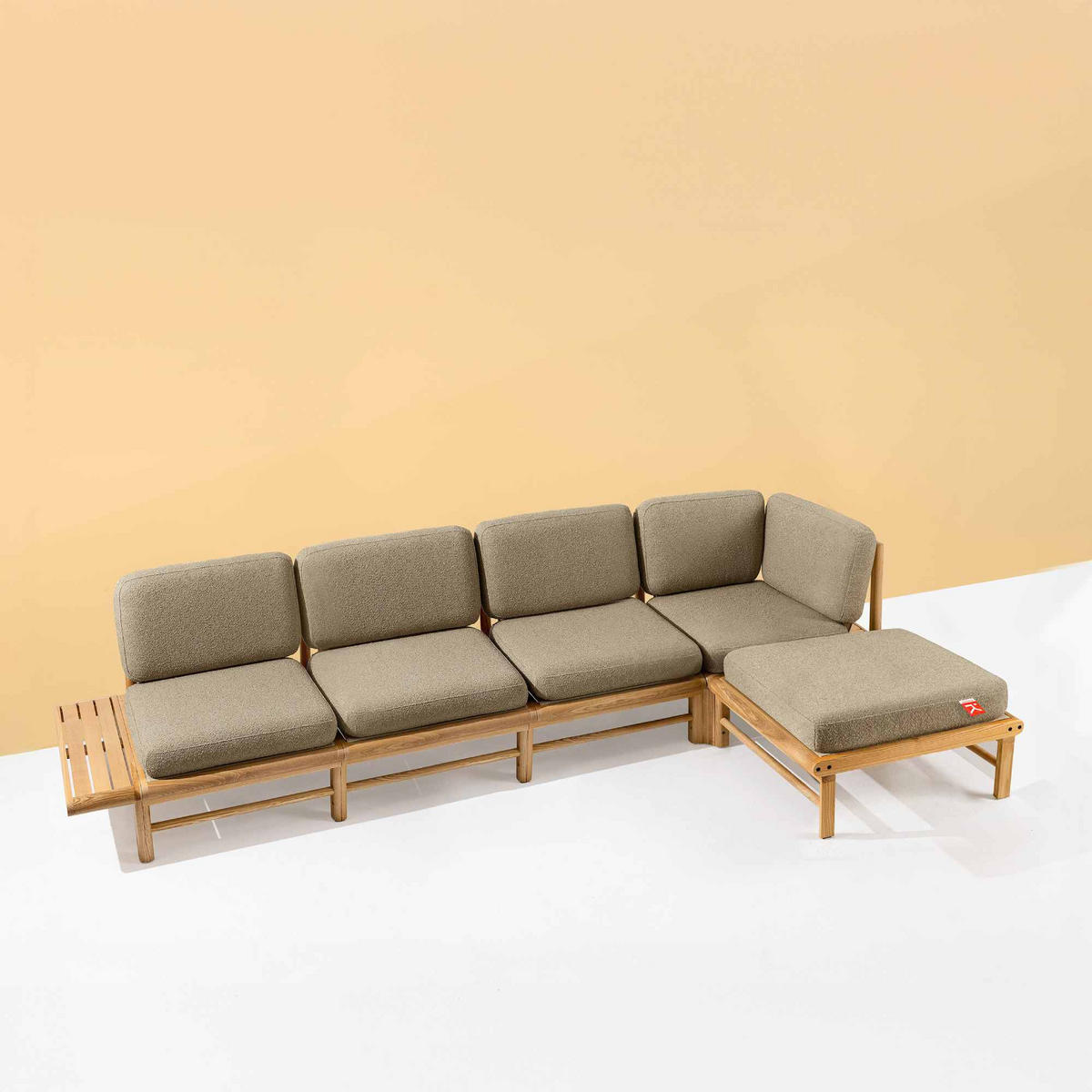 LOUNGESOFA ATREDA rechts - Beige, Holz/Textil (315/80/150cm) - KONSIMO®