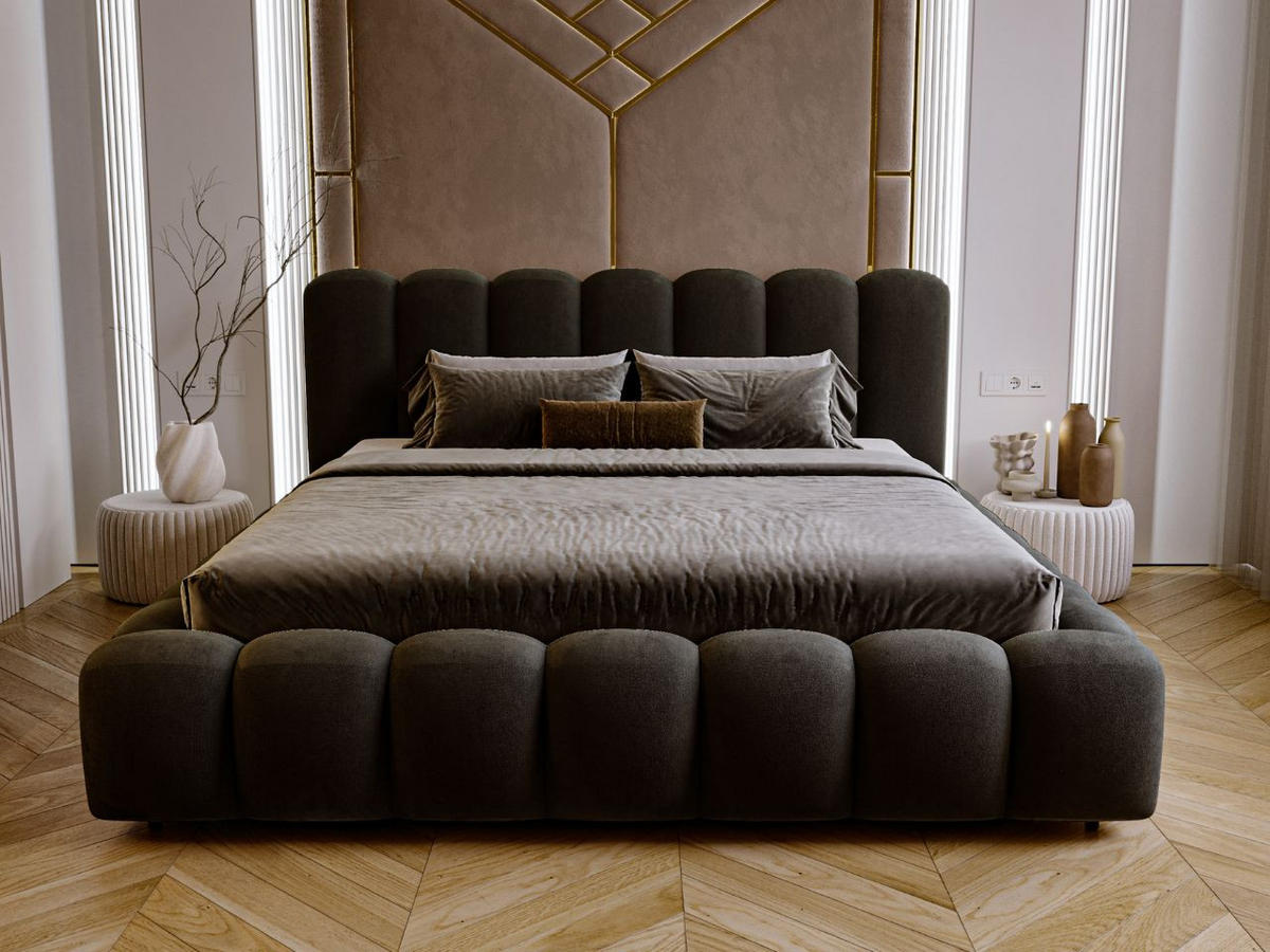 POLSTERBETT Averia 140x200 Schwarz - Schwarz, Textil (140/200cm) - Graingold