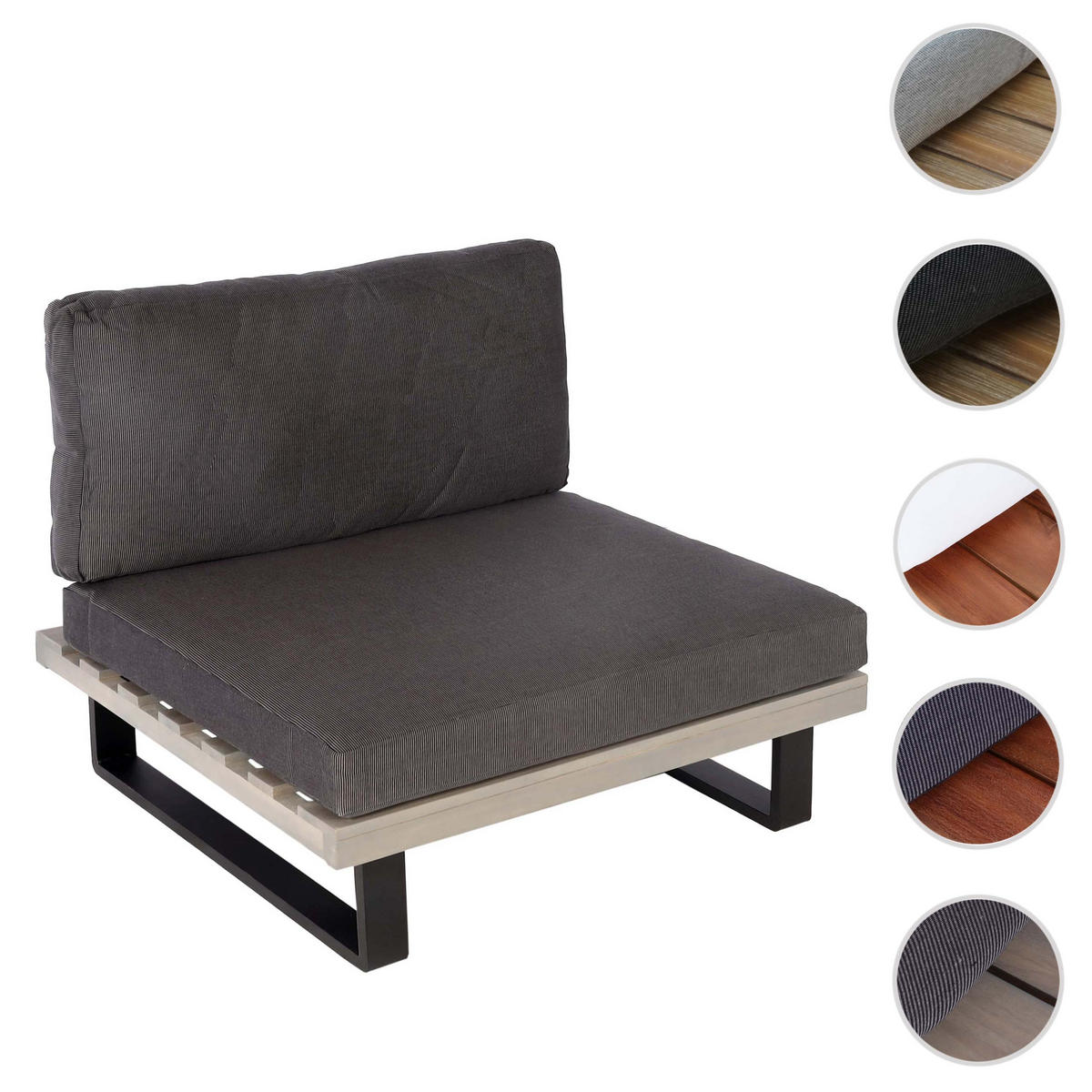 LOUNGE-SESSEL Schwarz, Grau, Grau - Schwarz/Grau, Holz (82/75/82cm) - MCW