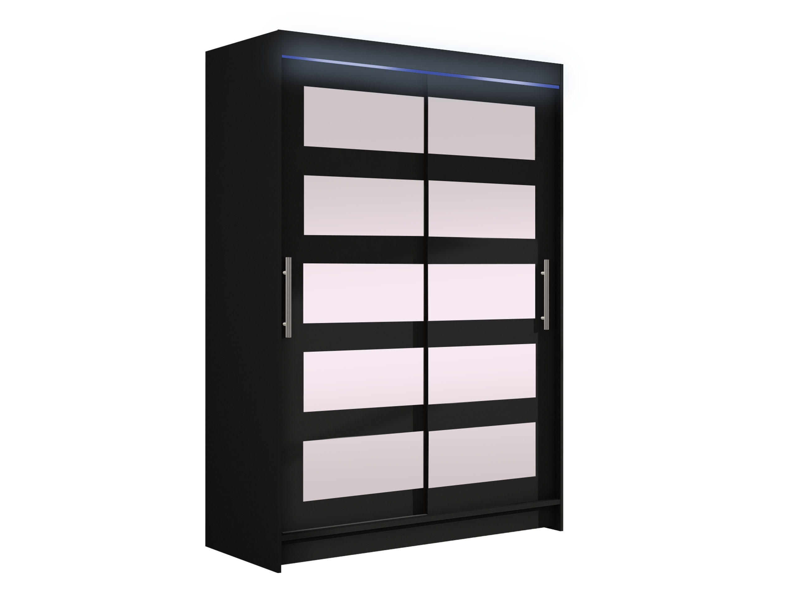 KLEIDERSCHRANK Miami IV, mit RGB LED Beleuchtung - Silberfarben/Schwarz, Holzwerkstoff/Kunststoff (120/200/58cm) - MIRJAN24