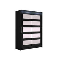 KLEIDERSCHRANK Miami IV, mit RGB LED Beleuchtung - Silberfarben/Schwarz, Holzwerkstoff/Kunststoff (120/200/58cm) - MIRJAN24