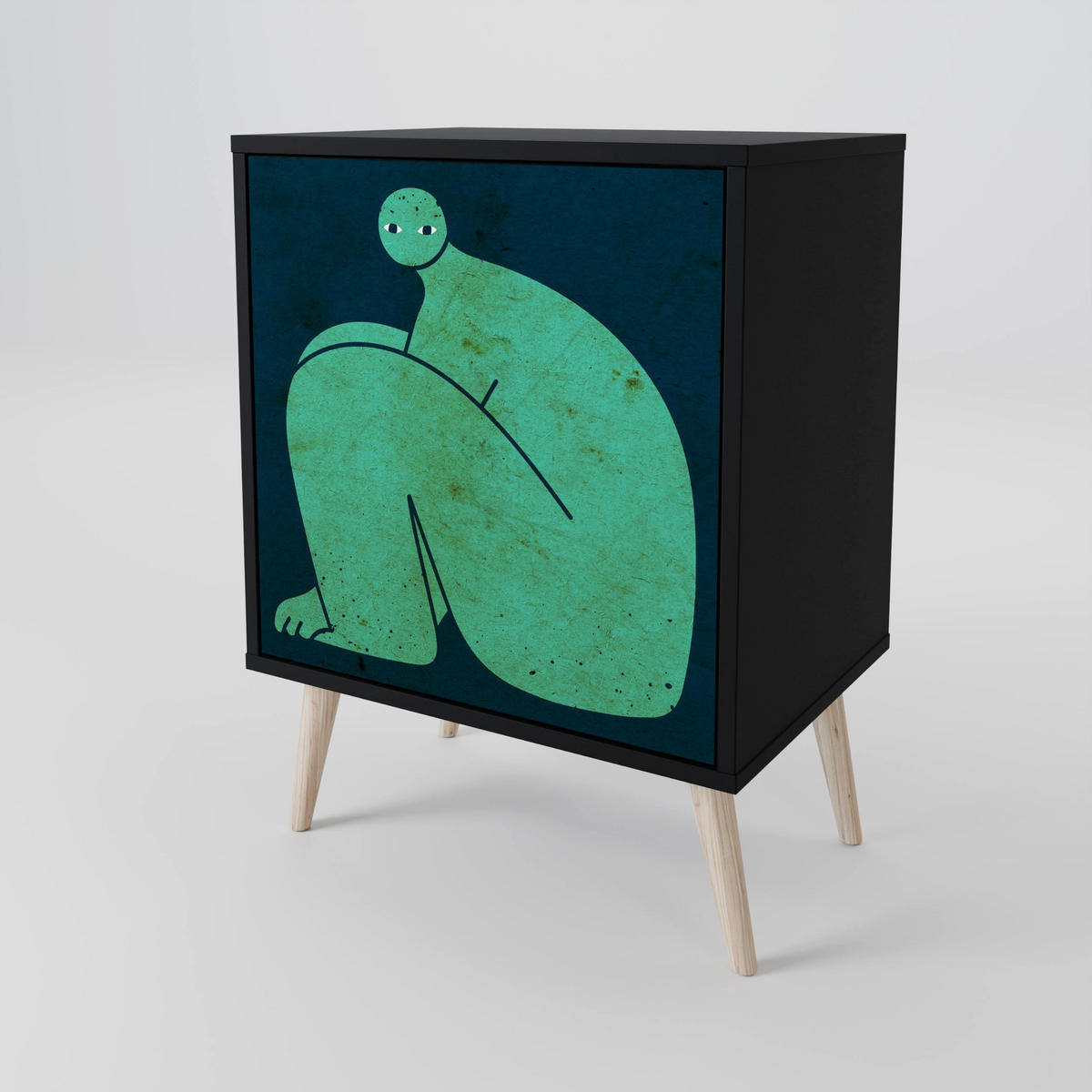 SIDEBOARD TOGETHER BUT SEPARATELY, Schwarz, 57,5x42x67,5 cm, Schwarze Metall-Rahmenfüße - Multicolor/Schwarz, Holzwerkstoff/Metall (57.5/67.5/42cm) - SpaceRebels