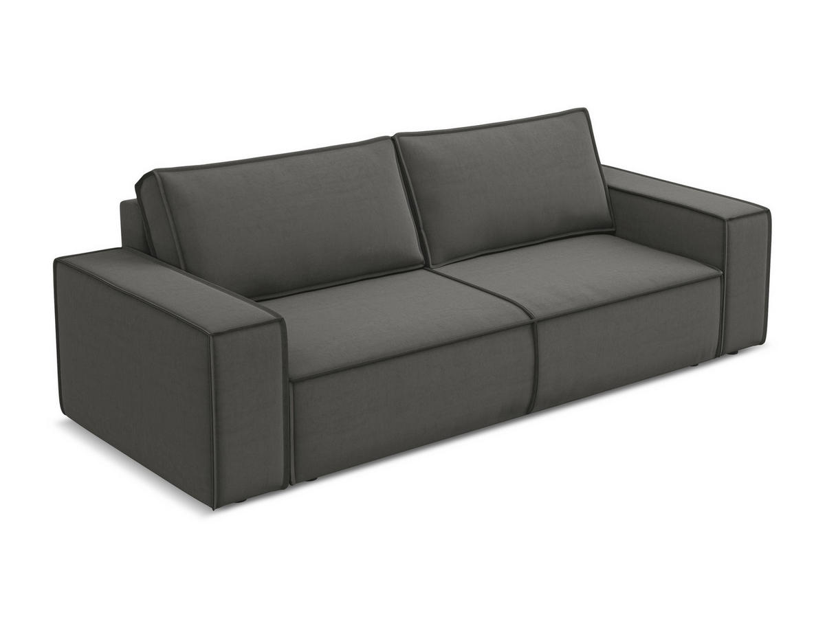 3-SITZER SOFA mit Schlaffunktion Samt Stoff Grau - Dunkelgrau/Schwarz, Kunststoff/Textil (255/85/105cm) - Makamii