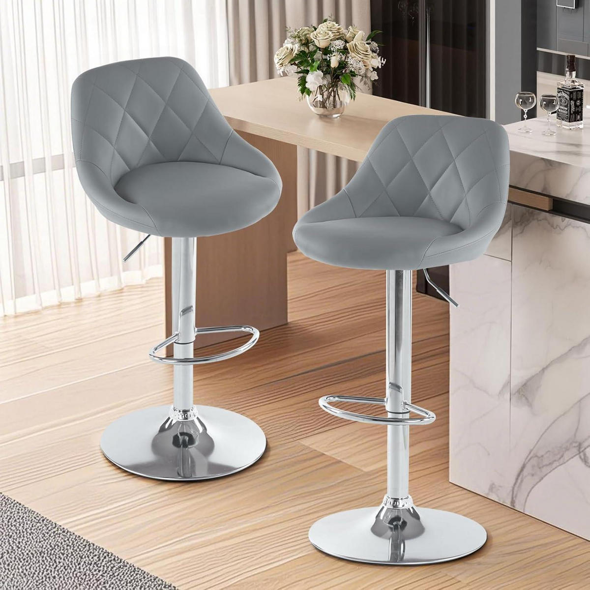BARHOCKER 2er Set höhenverstellbar Grau - Grau, Kunststoff (40/83/40cm)