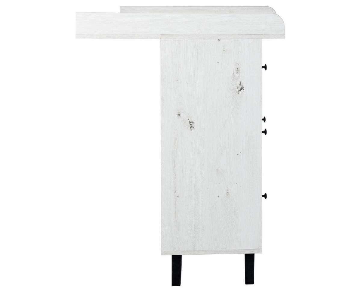 WICKELKOMMODE Lavea Landhausstil White Oak - Schwarz/Weiß, Holzwerkstoff/Kunststoff (88/100/75cm) - arthur berndt