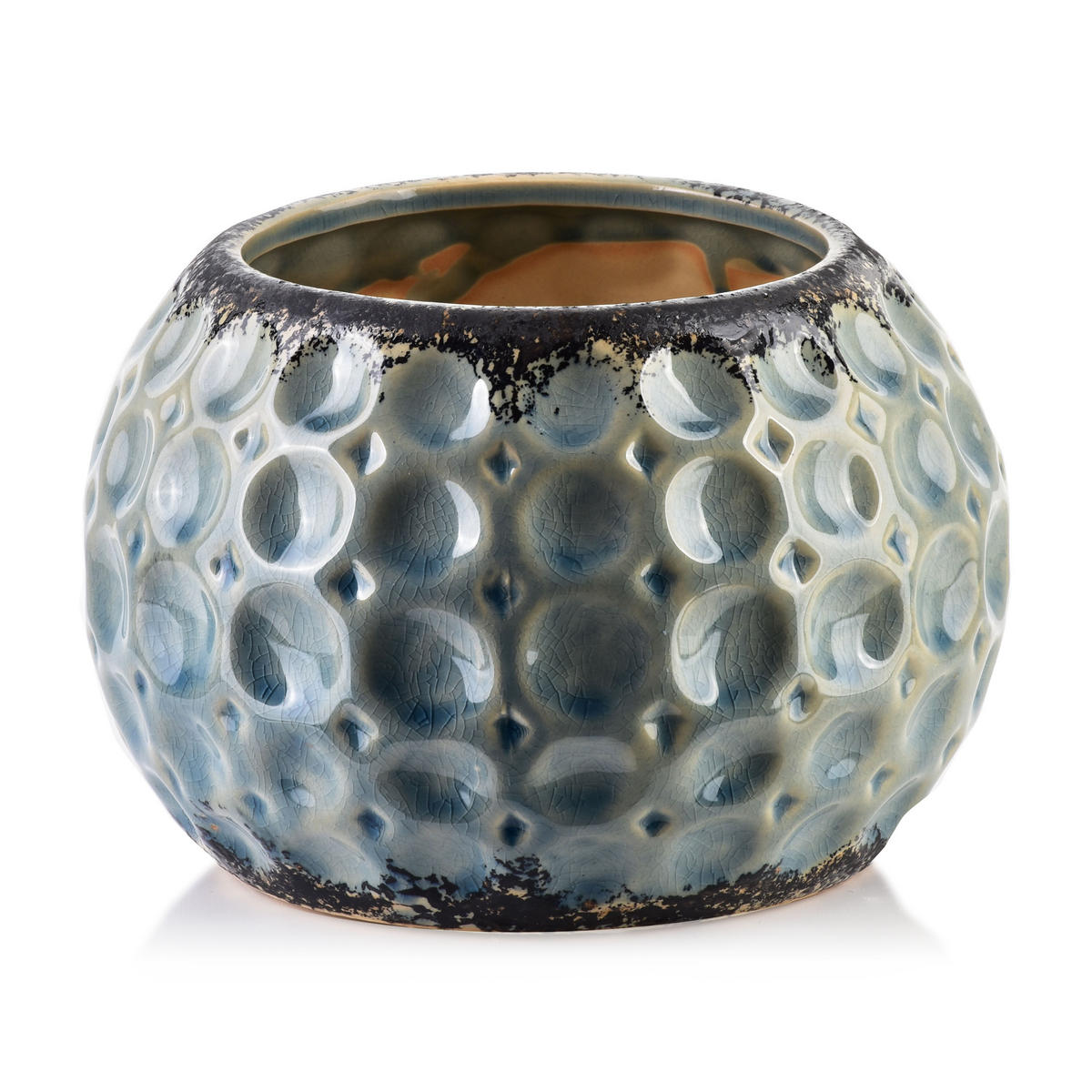 BLUMENTOPF Divine Blau Grau 20/20/13 cm Keramik - Blaugrau, Keramik (20/13cm) - Mondex
