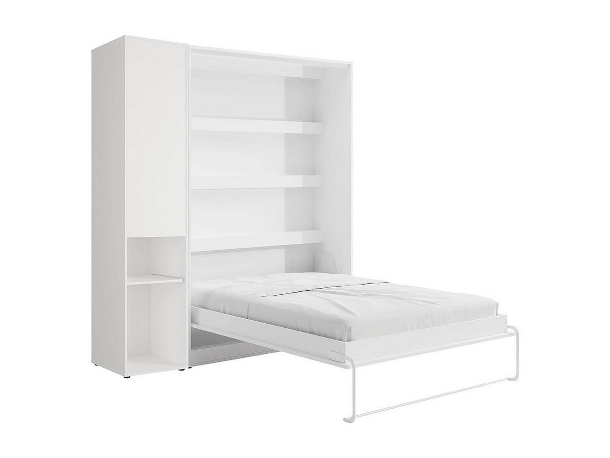 SCHRANKBETT - 2 Personen - holz - weiß Rapili - Weiß, Holz (160/200cm) - Vente-Unique