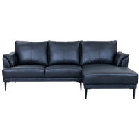 ECKSOFA Echtleder Schwarz - Schwarz, Leder/Metall (233/155cm) - Furnhouse