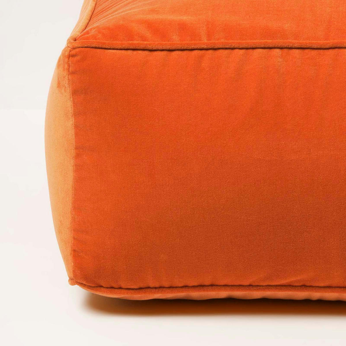 SITZPOUF orange mit Samt-Bezug, 60/60/27 cm - Orange, Textil (60/27/60cm) - Homescapes