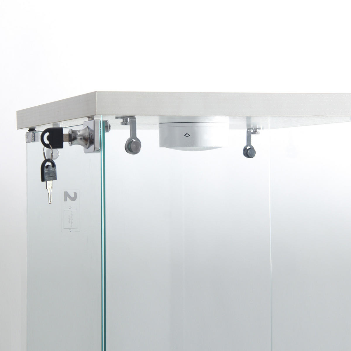 GLASVITRINE 42x36x125 cm mit 3 Einlegeböden, Einzeltür, LED-Beleuchtung und Sicherheitsschloss in weiß - Weiß, Glas/Holz (36/125/42cm) - BRILVERDE