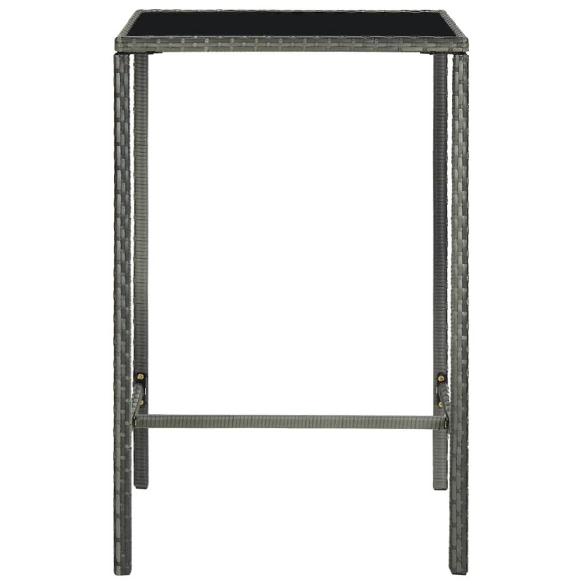 BISTROTISCH Joni Grau 70x70x110 cm Rattan und Glas - Grau, Kunststoff (70/70/110cm) - DELUKE