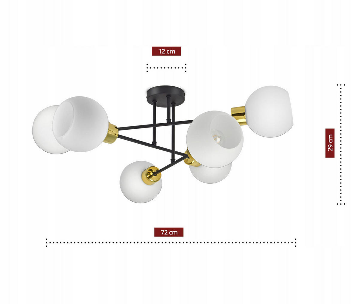 DECKENLEUCHTE Milano Glass - Goldfarben/Schwarz, Glas/Metall (72/72/29cm) - kiki design