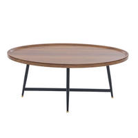 KONFERENČNÍ stolek z MDF, 110/55/45 cm hnědý s černou kovovou podnoží - hnědá, kompozitní dřevo (110/55/45cm) - BEAOK