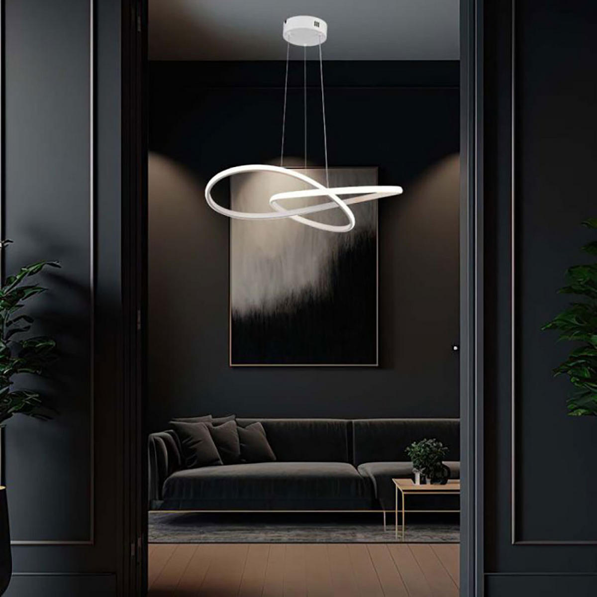 LED HÄNGELEUCHTE Alu Weiß geschwungen - Weiß, Metall (50/50/100cm)